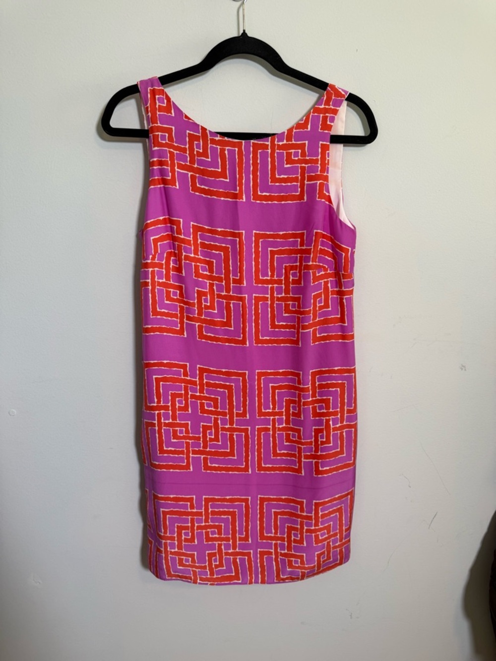 Alice & Trixie Silk Shift Dress Geometric Mod Retro Sleeveless Resort Vacation